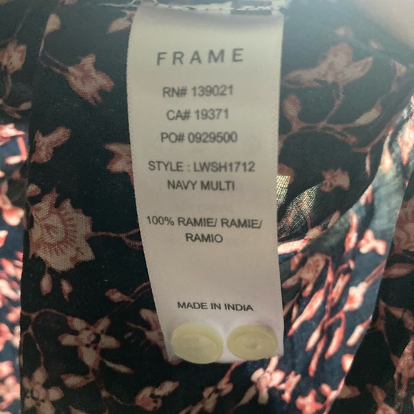Frame Anita Multi Floral Navy Button Down Blouse - Picture 4 of 6